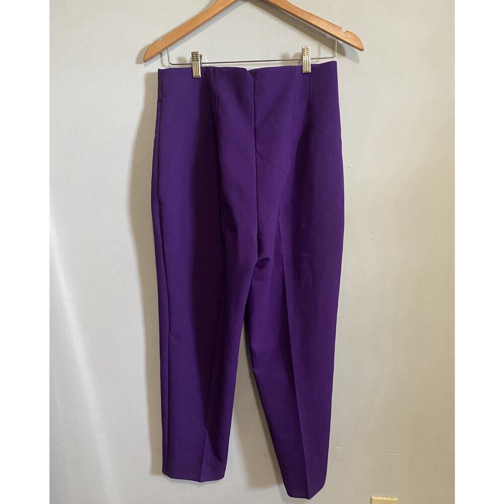 Zara Purple High Waisted Straight Leg Trousers Pants Large Career Officewear NWT - Picture 2 of 6
